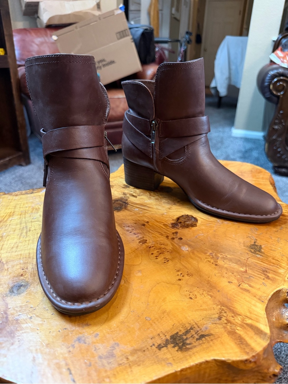 UGG Elysian Women's 1095792 Coconut Brown Leather Harness Ankle Boots Size 8 - Picture 6 of 10
